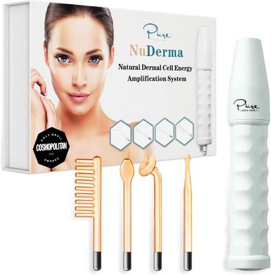 NuDerma Portable Handheld Skin Therapy Wand Machine w/Neon - Anti-Aging - Skin Tightening - Wrinkle Reducing - Dark Circles - Clarifying - Hair &amp; Scalp Stimulator