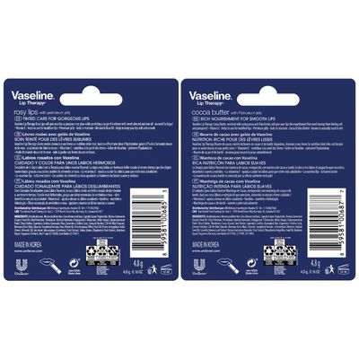 Vaseline Lip Therapy Variety 4-Pack - Rosy Lips + Cocoa Butter Moisturizing Lip Balm with Vitamin E, 0.16 Oz Ea