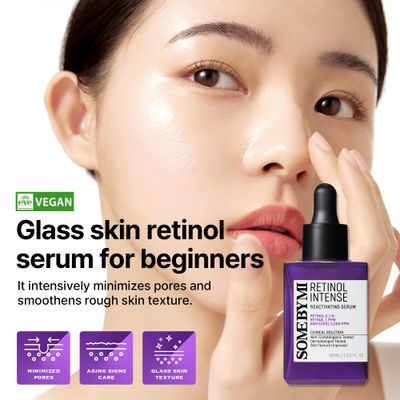SOME BY MI Retinol Intense Reactivating Serum - 1.01Oz, 30ml - Mild Korean Retinol Serum for Post-Acne Mark - Bakuchiol Pore Minimizer for face Texture - Ideal for Retinol Beginners - Korean Skin Care