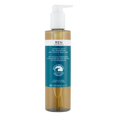 REN Clean Skincare - Atlantic Kelp and Magnesium Anti-Fatigue Body Wash - Energizing Vegan Body Wash with Natural Essential Oils in Recycled Ocean Plastic Bottle, 10.2 Fl Oz