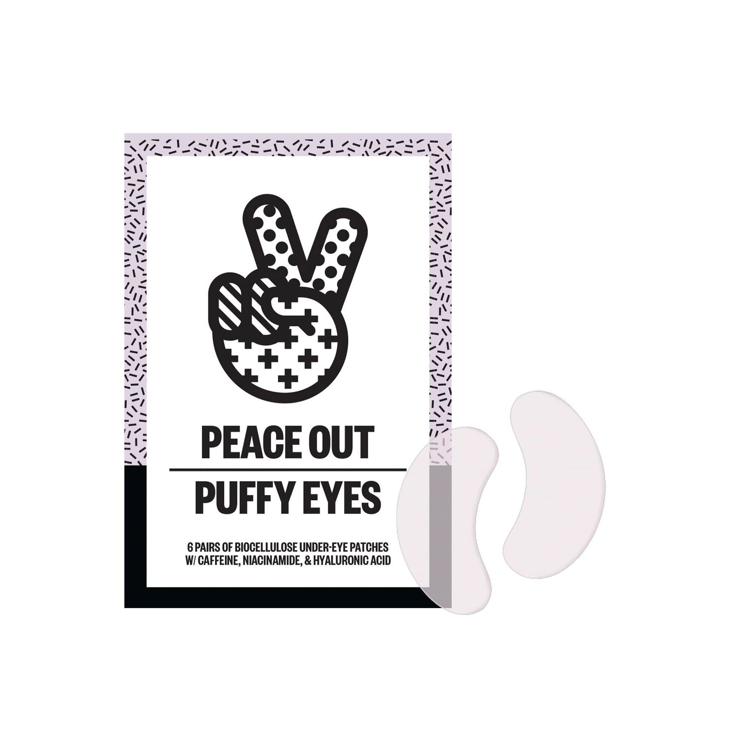 PEACE OUT Skincare Puffy Eyes, Biocellulose Under-Eye Mask, Minimize Puffiness &amp; Tired Eyes with Caffeine and Niacinamide, Under Eye Patches for Dark Circles, 6 pairs