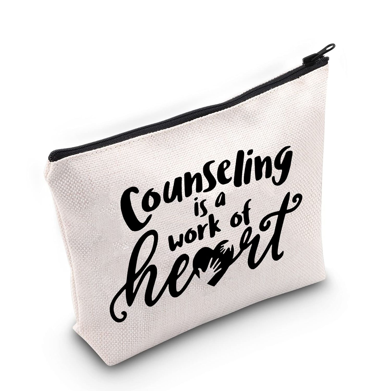 LEVLO Counselor Gifts Counseling is a Work of Heart Makeup Bags Mental Health Counselor Gift for Teacher Guidance Makeup Bags (Counseling is a Work of Heart)