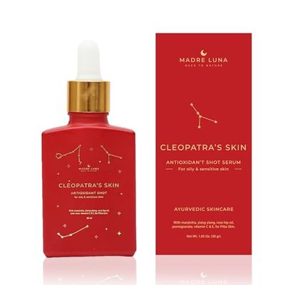 Madre Luna CLEOPATRAS SKIN, Moisturizing Serum for Oily and Sensitive Skin, Antioxidant, Anti-Aging, With Pomegranate Oil - Ayurveda Face Oil with Manjistha