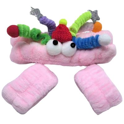 IOZO 3PCS Spa Headband for Women,Skincare Headbands,Face Wash Headband,Funny Face Makeup Headband and Wristband set for Face Washing, Mask,Skin Treatment (Pink, Free Size)