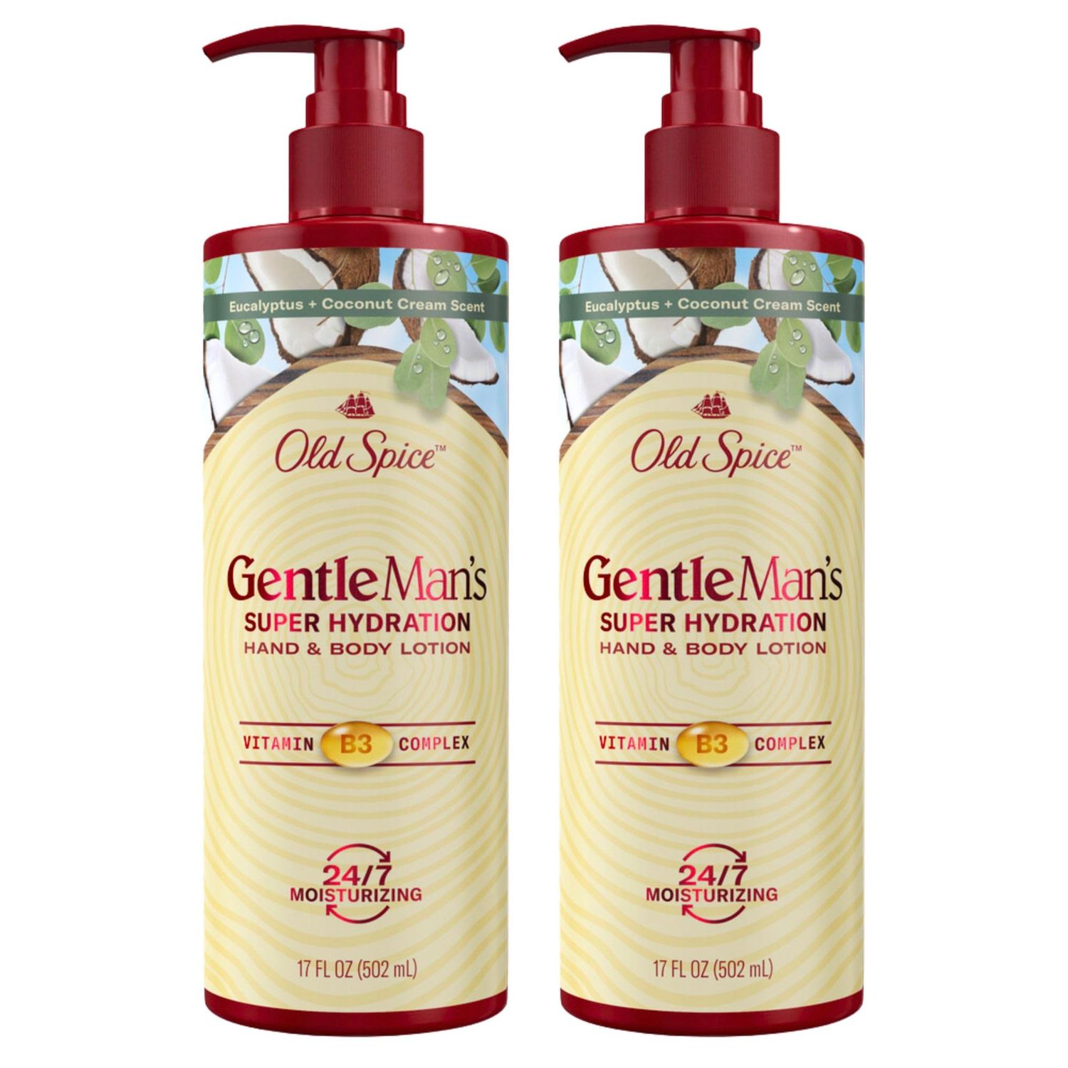Old Spice Gentleman&#39;s Blend Super Hydration Hand &amp; Body Lotion, Eucalyptus &amp; Coconut Cream, 17.0 FL OZ (Pack of 2)