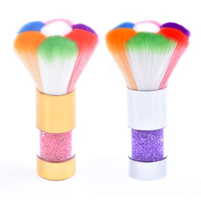 LEQ 2Pcs Colorful Nail Art Dust Brush Remover Cleaner for Acrylic &amp; UV Gel Nails with Shiny Rhinestone Handle