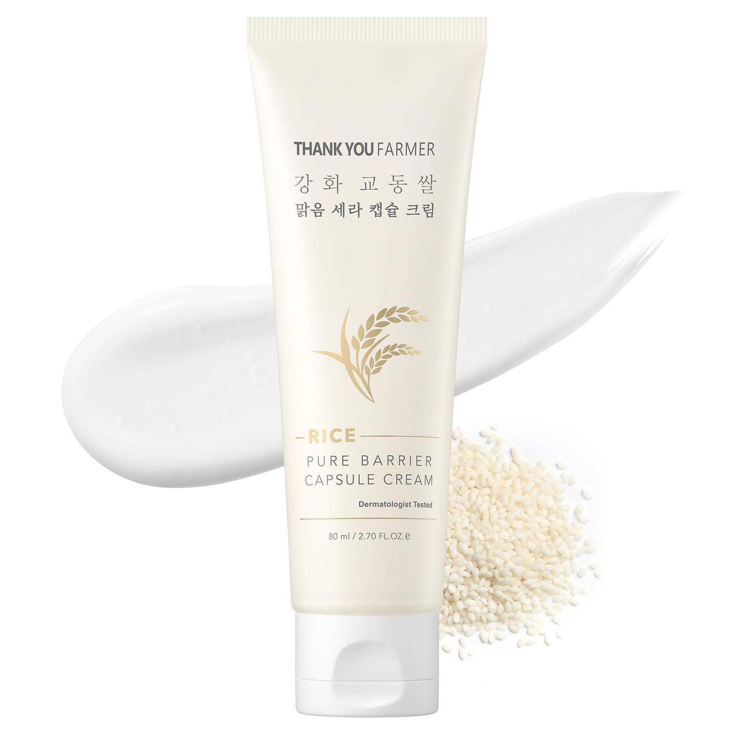 THANKYOU FARMER Rice Pure Barrier Capsule Cream - Moisturizing &amp; Skin Barrier Cream | Hypoallergenic, Dermatologist Tested | Korean Skincare with Ceramide Capsules &amp; Korean Rice Extract