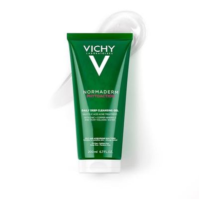 Vichy Normaderm Daily Acne Face Wash, 0.5% Salicylic Acid Cleanser, Gel Cleanser For Oily Skin, Removes Excess Oil, Dirt &amp; Clogged Pores, Oil Free Acne Wash, Soap &amp; Sulfate Free, Non-Drying
