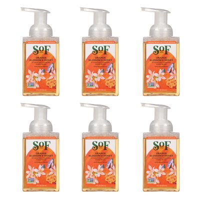 SoF Hydrating Foaming Hand Wash - With Organic Agave Nectar &amp; Coconut Oil- Vegan &amp; Non GMO- Free From Phthalates, Sulfates &amp; Parabens- Orange Blossom &amp; Honey - 8 oz Bottle 6 Pack
