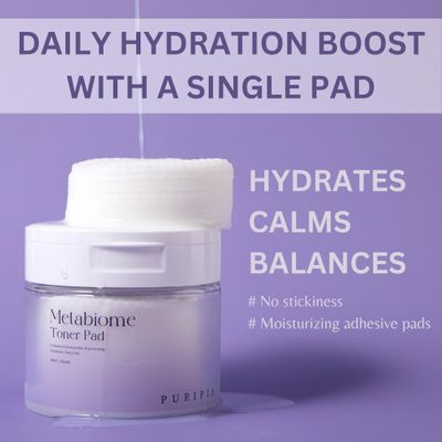 PURIPIA Metabiome korean toner pads for clear face skin care soothing exfoliating cotton tea tree toning pad sheet mask blemish brightening dry facial vitamin c collagen