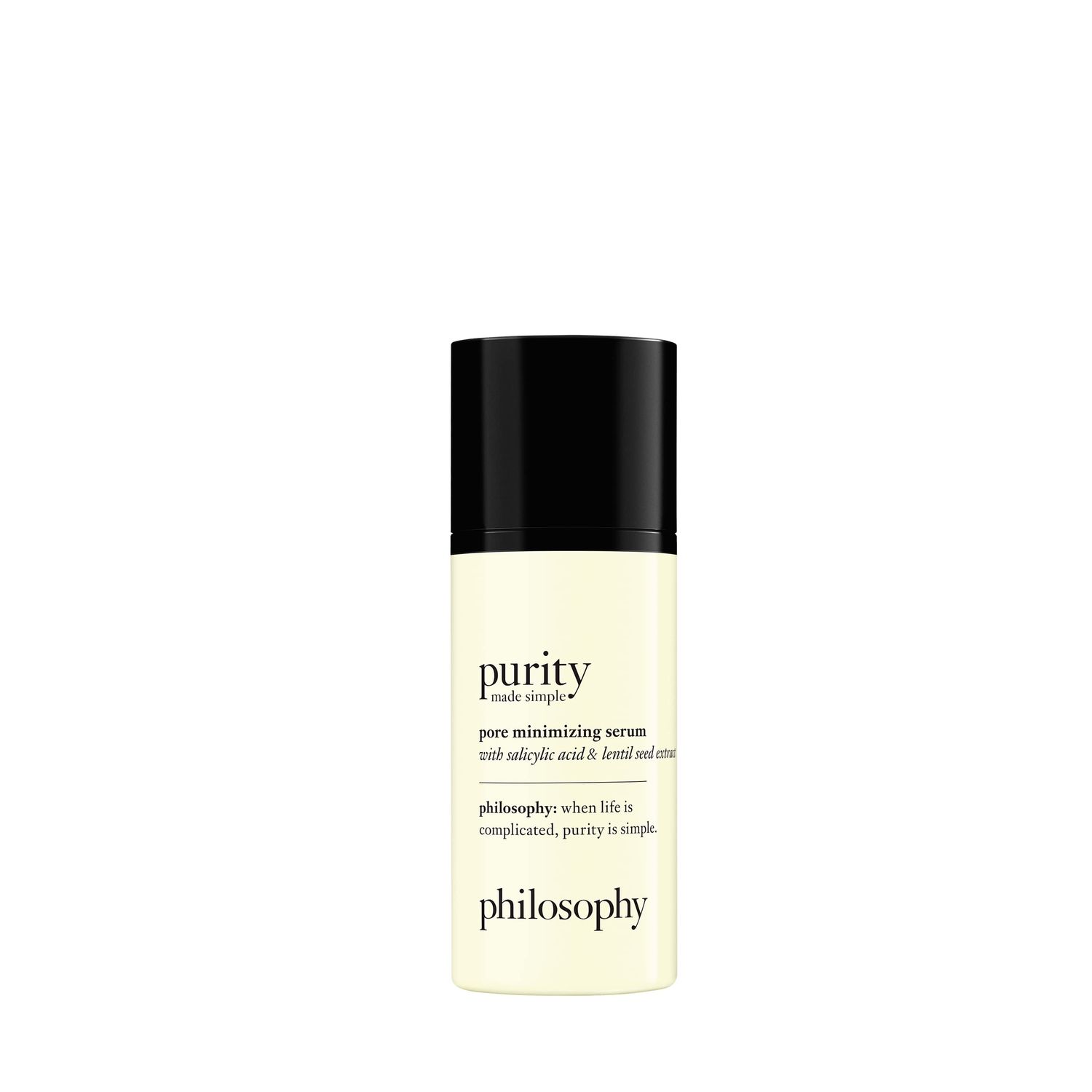 philosophy purity made simple pore minimizing facial serum- with salicylic acid, lentil seed extract &amp; lilac extract - decreases the appearance of pores instantly - vegan formula - 1 fl oz.