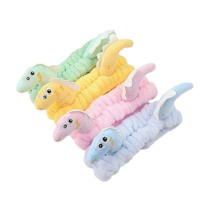 LOTUSTAR 4Pcs Makeup Headband Funny Dinosaur Skincare Hair Bands Makeup Spa Face Wash Headband