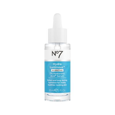 No7 HydraLuminous+ 2% Hyaluronic Acid Serum - Hydrating Facial Serum with 5% Vitamin B3 Niacinamide to Support Skin Barrier Repair - For Visibly Radiant &amp; Healthier-Looking Skin (1 Fl Oz)
