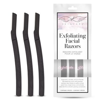 Seraphic Skincare Exfoliating Facial Razors (3pc) - For Eyebrows, Peach Fuzz &amp; Exfoliation - Dermaplane Face Razor for Women - Wheat Straw &amp; Swedish Stainless Steel Blades