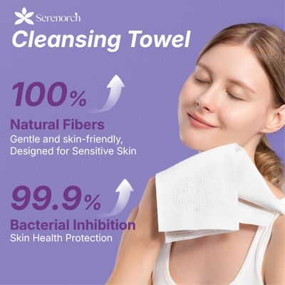 Serenorch Disposable Face Towels, 10" x 12", Ultra Thick Face Towelettes for Sensitive Skin, Extra Soft Makeup Remover Dry Wipes, 50 Count