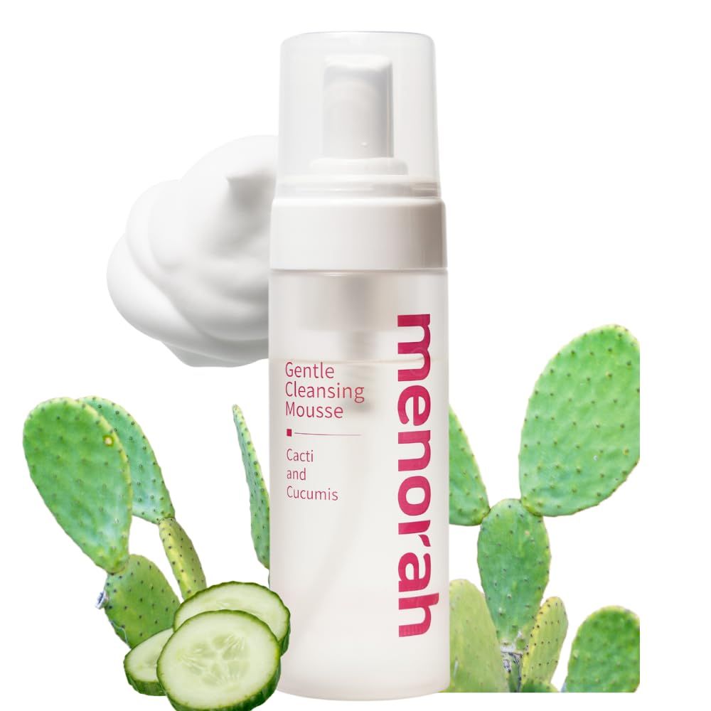menorah skincare - Gentle Cleansing Mousse - with Cacti, Cucumis, Hydration Soothing Facial Cleanser, pH-Balanced Face Wash