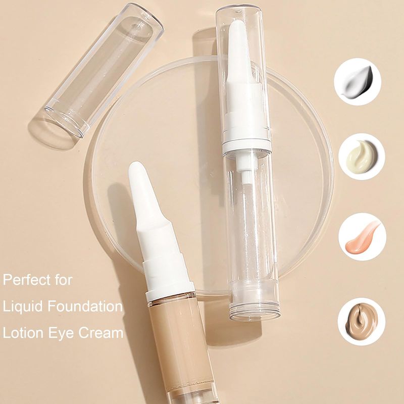 Qeuly 6 Pack Airless Pump Jars Travel Foundation Container, Travel Size Eye Cream Dispenser Empty Refillable Cosmetic Pump Bottles for Lotion Skincare Serum 5ml