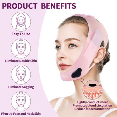 Upgrated V-silicone Face Lift Tape Face Strap,Soft Silicone Chin Strap for Women 23-27 Inches,Chin Strap For Sleeping (Pink)