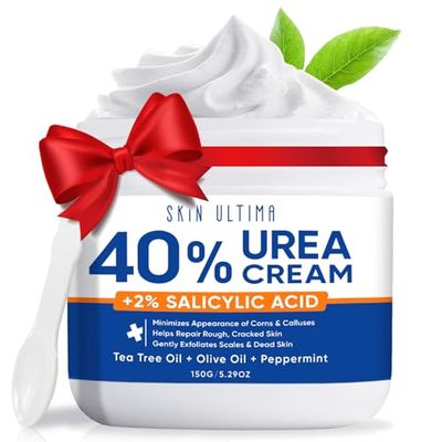 SKIN ULTIMA Urea Cream 40 percent for Feet with 2% Salicylic Acid, Maximum Strength &amp; Intensive Repair Care for Dry Cracked Heels, Relief for Dry Foot, 5.29 OZ