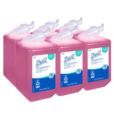 Scott Gentle Lotion Skin Cleanser (91556), Floral, Pink, 1.0 L Bottles, 1 Bottle