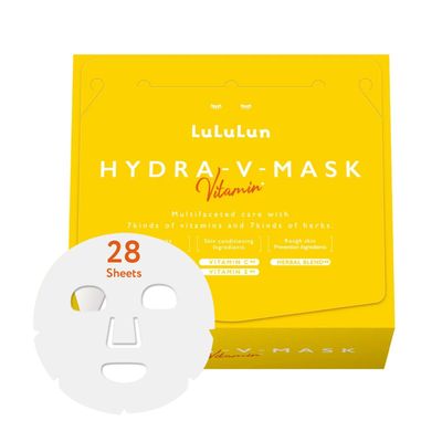 Lululun Hydra V Vitamin-Packed Facial Sheet Mask, 28 Sheets, Hydrating Face Mask with Vitamin C &amp; E, Skincare, Cotton Face Mask, Facial Kit, 90g/3.17 fl oz