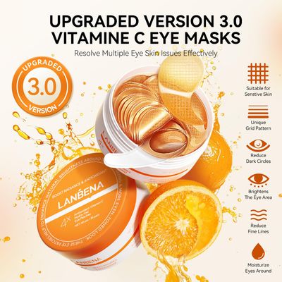 LANBENA Vitamin C Under Eye Patches for Dark Circles and Puffy Eyes, Cooling Eye Masks for Eye Bags, Fine Lines &amp; Wrinkles Reduce, Anti-Aging, with Niacinamide Hydra-Gel Collagen-30 Pairs