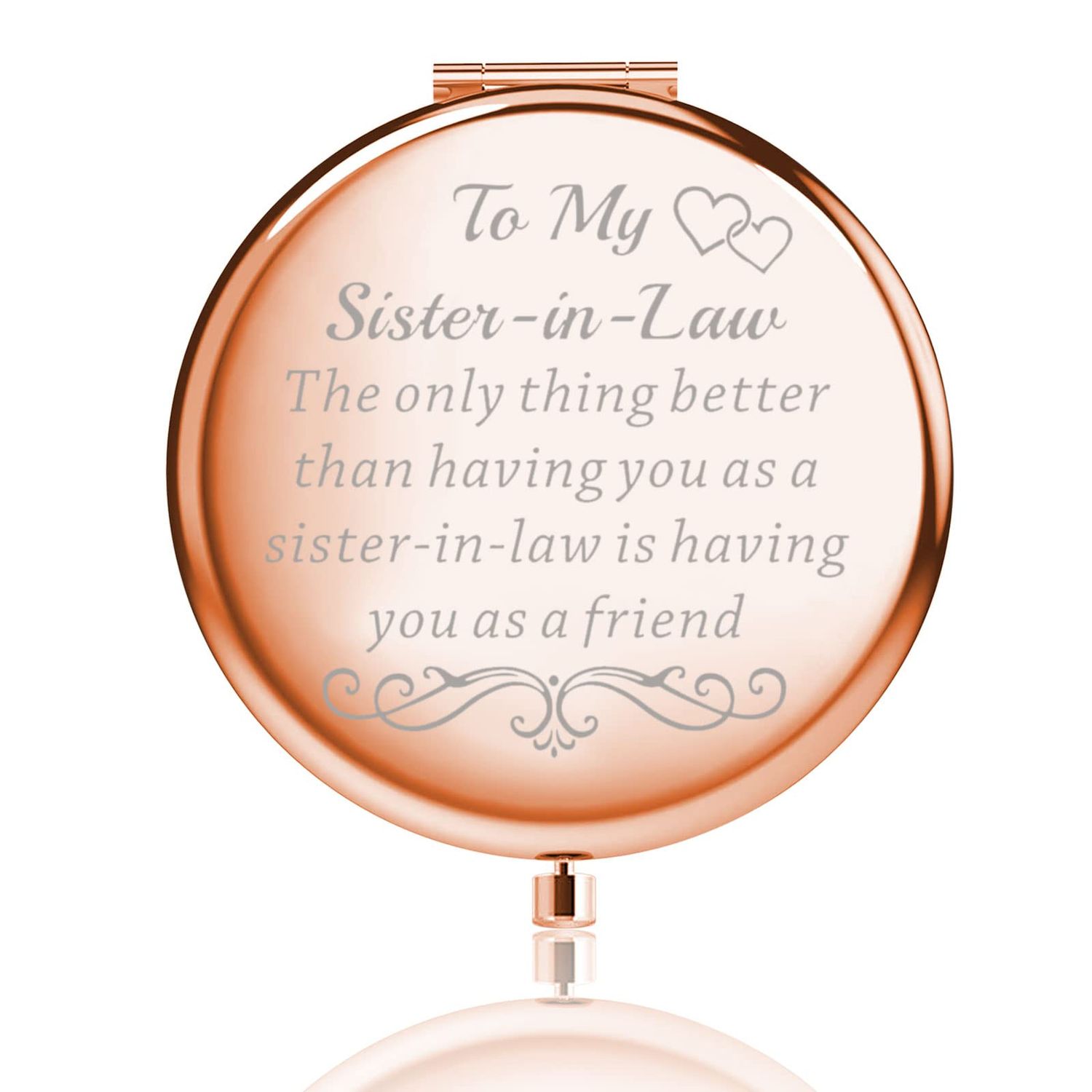 LQRI to My Sister-in-Law Gifts Sister in Law Compact Mirror The Only Thing Better Than Having You As a Sister Makeup Mirror Wedding Gift Future Sister in Law Gift (Pink)