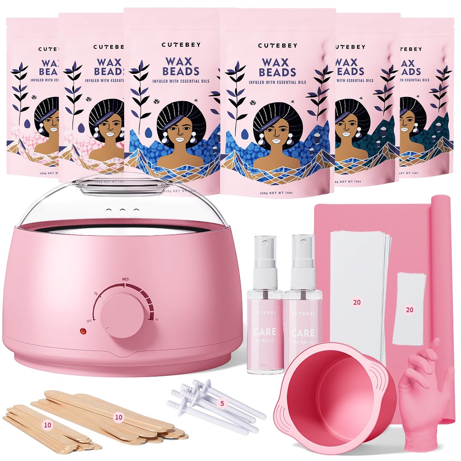 Wax Kit Waxing Kit for Women: Bikini Wax Kit for Hair Removal Sensitive Skin Brazilian Face Waxing with Wax Beads Wax Machine Silicone Pot for Salon Waxing Salon
