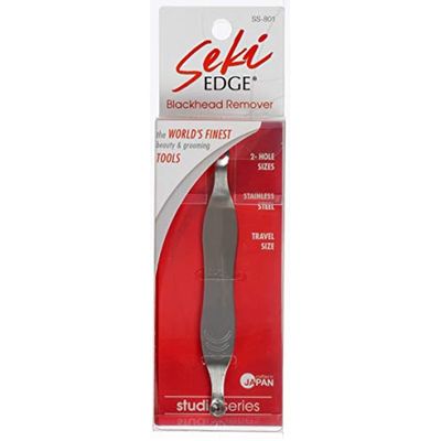 Seki Edge Blackhead Remover (SS-801) - Comedone Extractor for Blackheads - Professional Pimple Popper Tool with 2 Hole Sizes - Preventive Acne Tool &amp; Pore Extractor