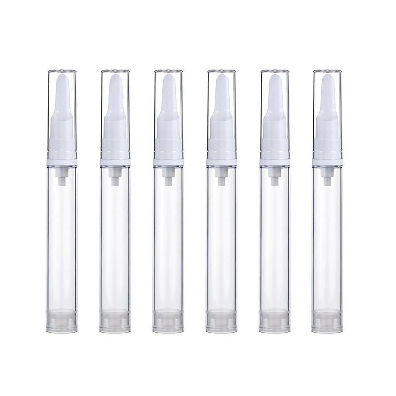 Qeuly 6 Pack Airless Pump Jars Travel Foundation Container, Travel Size Eye Cream Dispenser Empty Refillable Cosmetic Pump Bottles for Lotion Skincare Serum 5ml
