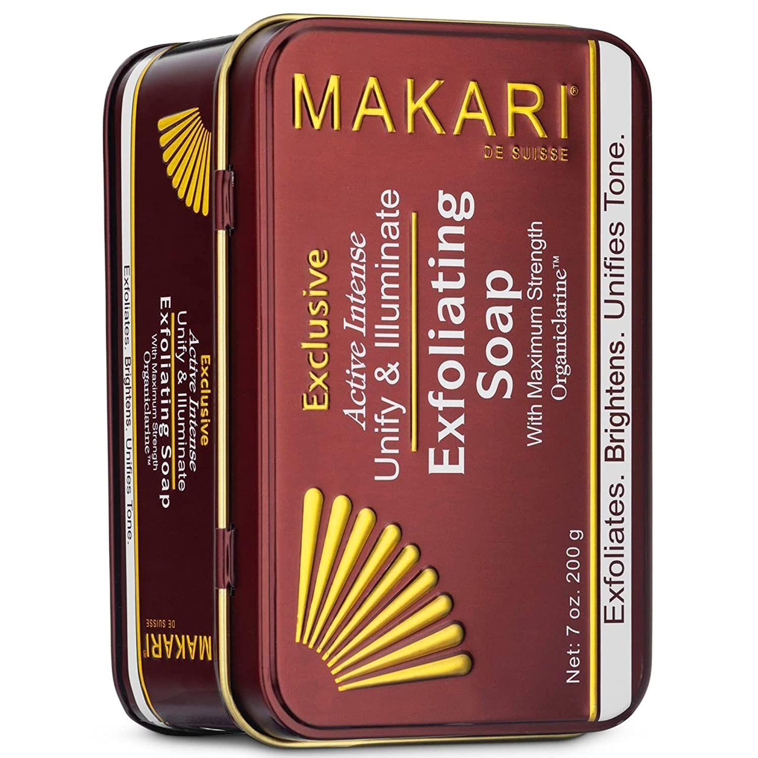 Makari Exclusive Active Intense Exfoliating Soap (7oz) | Unify &amp; Illuminate | Advanced Brightening Bar for Dark Spots and Blemishes | Exfoliates Dead Skin Cells and Helps Reveal Natural Skin Radiance
