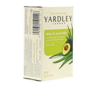Yardley London Moisturizing Bar Fresh Aloe With Avocado Essence 4.0 oz (Pack of 2)
