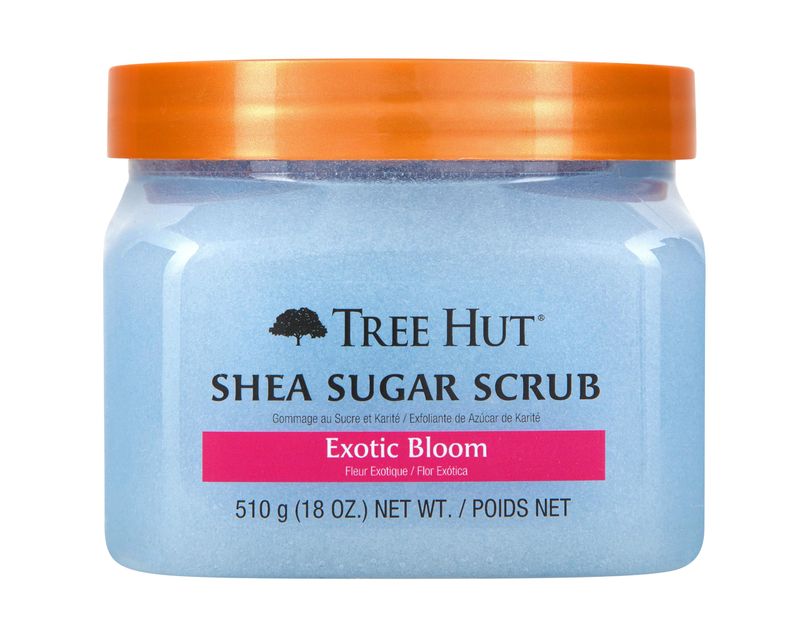 Tree Hut Exotic Bloom Shea Sugar Scrub | Exfoliating Body Scrub Removes Dead, Dry Skin for a Soft &amp; Hydrated Feel | Nourishing Essential Body Care | 18 fl oz.