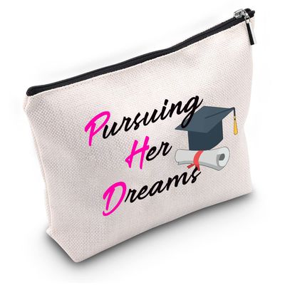 LEVLO Funny PHD Graduation Gifts Pursuing Her Dreams Makeup Bags Masters Degree Gifts (Pursuing Her Dreams)