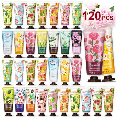 KIYTARBOO 120 Pack Hand Cream Gift Set, Travel Size Lotion, Mini Hand Cream, Valentines Day Gifts for Her, Hand Cream for Dry Cracked Hands, Bulk Christmas Gifts for Coworkers Adults Women