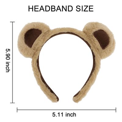 Ondder 3 Pack Brown Bear Ears Skincare Headband for Women's Hair Spa Party Hair Accessories, Fur Makeup Headband, Face Wash Make Up Headband Head Bands for Women Girls, Gift for Her