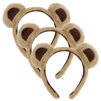 Ondder 3 Pack Brown Bear Ears Skincare Headband for Women&#39;s Hair Spa Party Hair Accessories, Fur Makeup Headband, Face Wash Make Up Headband Head Bands for Women Girls, Gift for Her