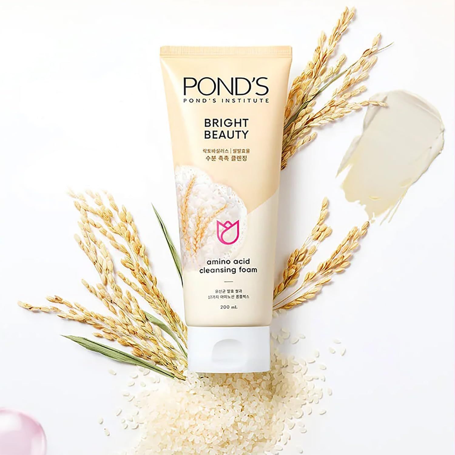 Pond&#39;s Bright Beauty Foam Cleanser (Rice) | Gentle Face Wash for Women | Deep Cleansing Formula | Moisturizing &amp; Pure | 17 Amino Acid Complex