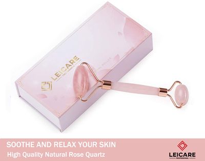 Jade Roller for Face - Rose Quartz Face Roller Skin Care - Stone Facial Roller, Face Massager for Women, Relieve Stress, Remove Wrinkles Eye Puffiness