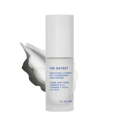 The Outset Vitamin C Smoothing Eye + Expression Lines Cream - Gentle Fragrance Free - Wrinkle Reducing, Brightening - Clean, Vegan, Gluten Free - All Skin Types Sensitive Skin - .5 fl oz