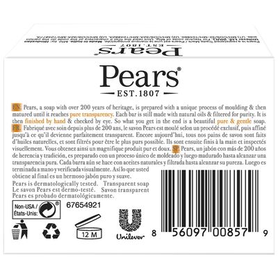 PEARS Soap, Face & Body Soap, Amber - Pure & Gentle Transparent Bar Soap, Moisturizing Glycerin Soap with Natural Oils for Pampered, Glowing Skin, 4.4 Oz (Pack of 6)