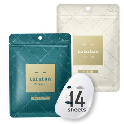 Lululun 14pc Facial Mask Sheet for Daily Use, Japanese Organic &amp; Natural Anti-aging Face Skincare, Moisturizing &amp; Hydrating Japanese Face Sheet Mask for Dry &amp; Damaged Skin, PRECIOUS Series Set