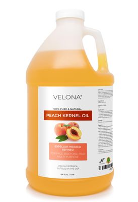 velona Peach Kernel Oil 64 Fl Oz | 100% Pure and Natural Carrier Oil | Refined, Cold pressed | Cooking, Skin, Hair, Body &amp; Face Moisturizing | Use Today - Enjoy Results