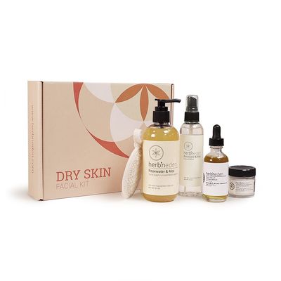 HerbN Eden Dry Skin Facial Kit | Cleansing, Hydrating, and Moisturizing | 5 Product Set includes Wash, Mist, Serum, Body Butter, Sisal | 100% Natural Ingredients | Essential Oils