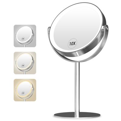 Jexqizy 10x Magnifying Makeup Mirror - 8 Mirror, 360 Degree Rotation, 3 Color Light Adjustment, 1500mAh Battery, 64 LED Beads, HD Shadowless Design for Makeup, Shaving, Skin Care