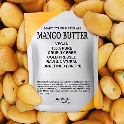 Mango Butter 1 lb - by Mary Tylor Naturals - Cold Pressed, Unrefined,Raw Pure Mango Butter - Skin Nourishment, Moisturizing for Hair, Skin