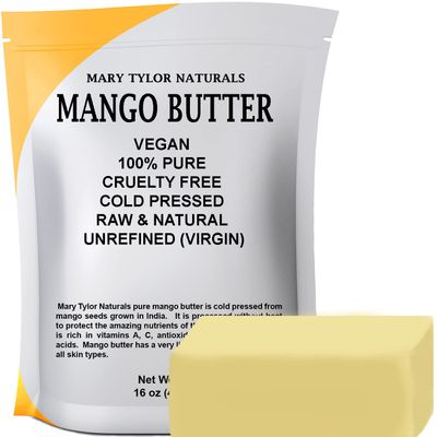 Mango Butter 1 lb - by Mary Tylor Naturals - Cold Pressed, Unrefined,Raw Pure Mango Butter - Skin Nourishment, Moisturizing for Hair, Skin