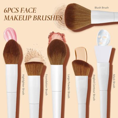 LUXBRU Makeup Brushes With Case 20PCs Professional Makeup Brush Set, Foundation Powder Eyeshadow Brush Set Eyebrow Concealer Contour Travel Brushes Kit with Holder &amp; 2 Powder Puff-White