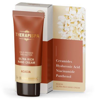 THERAPISPA Ultra Rich Hand Cream - Luxurious Hydration and Healing with Ceramides, Hyaluronic Acid, Niacinamide (B3), Panthenol (B5), and Shea Butter for Dry Skin (Acacia, 1.7 fl oz, Pack of 1)