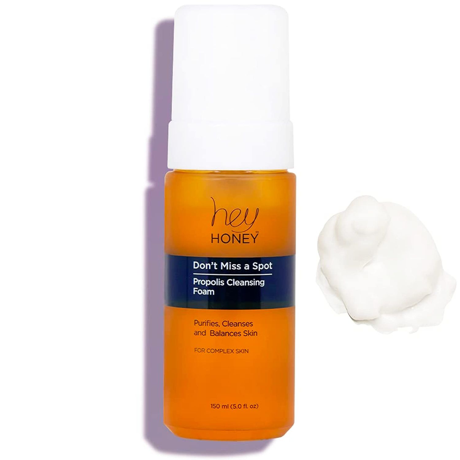 Hey Honey Skincare Don&#39;t Miss A Spot Propolis Facial Cleanser Foam | Gently Removes Skin Oil and Other Pollutants From Your Acne Prone Oily Skin | 5 Oz